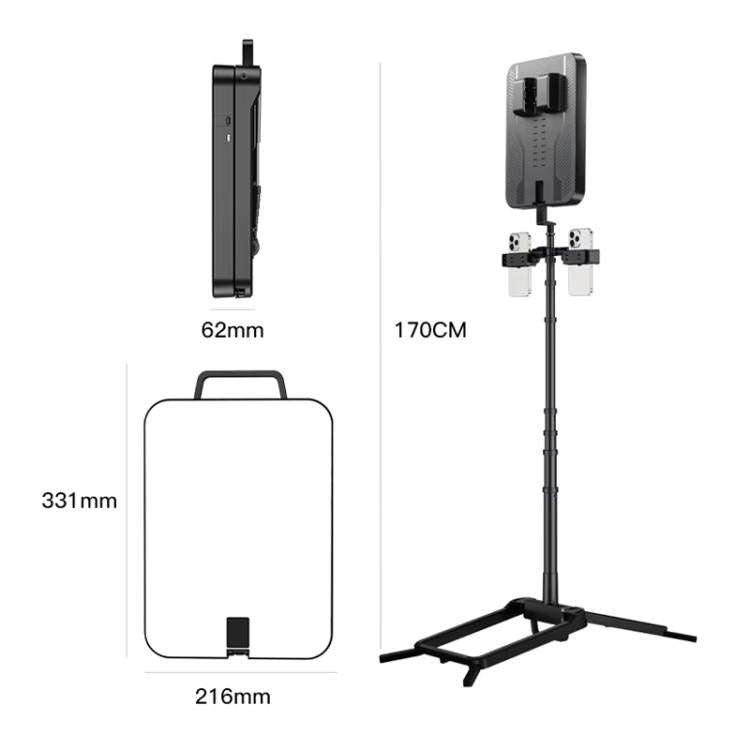 1.7m 14-Inch Suitcase Integrated Design Fill Light Foldable 3500-6000K Full-Screen Live Photography Video Light, YY-3
