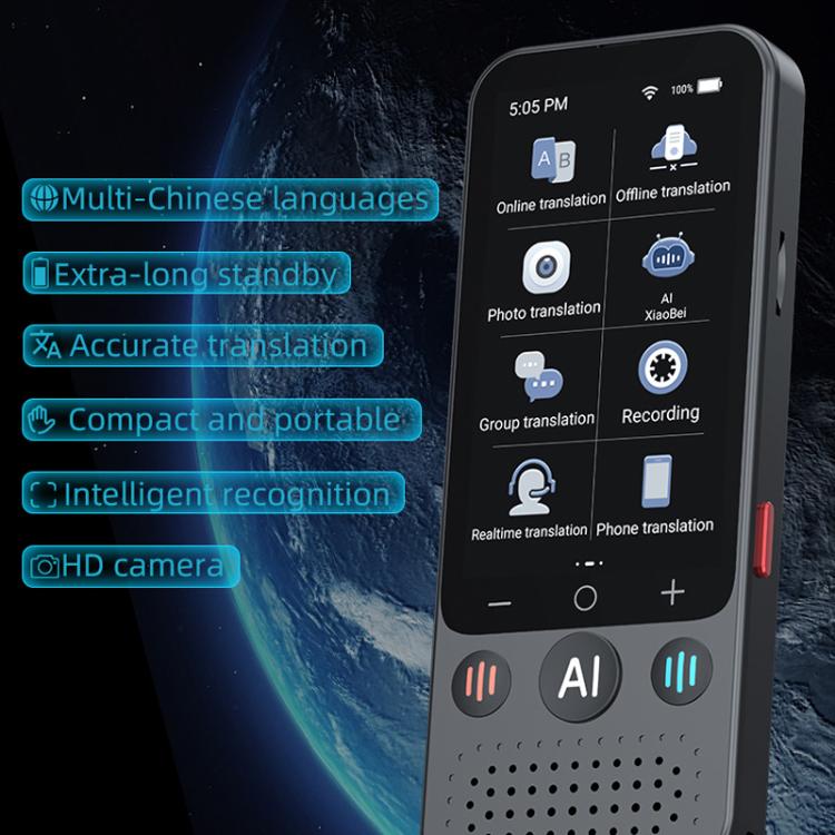 3.1-inch Screen Multilanguage AI Translator Device 139 Online/17 Offline Languages, Real-Time Voice/Photo/Text Translation, Z15W
