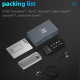 3.1-inch Screen Multilanguage AI Translator Device 139 Online/17 Offline Languages, Real-Time Voice/Photo/Text Translation, Z15W