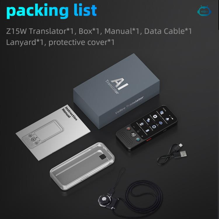 3.1-inch Screen Multilanguage AI Translator Device 139 Online/17 Offline Languages, Real-Time Voice/Photo/Text Translation, Z15W