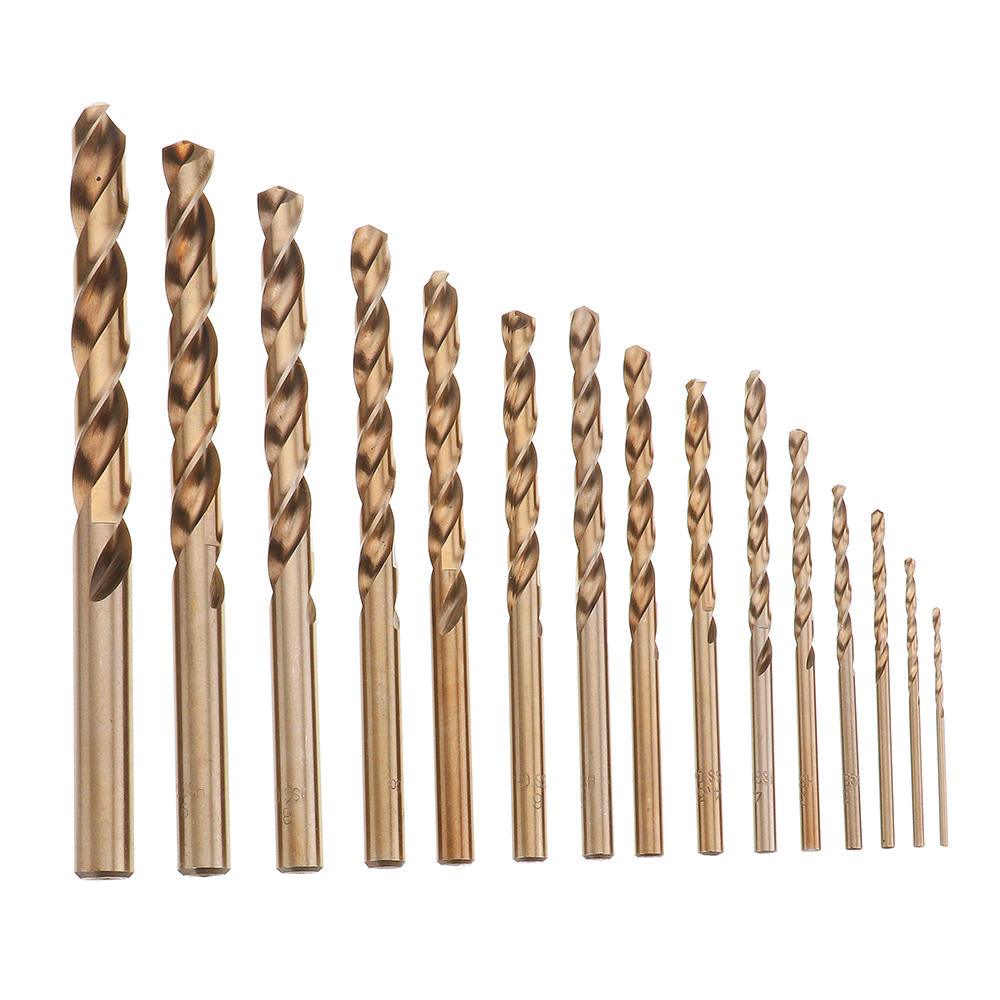 Drillpro 15pcs 1.5-10mm HSS M35 Cobalt Twist Drill Bit for Metal Stainless Steel Aluminium Copper - My Store