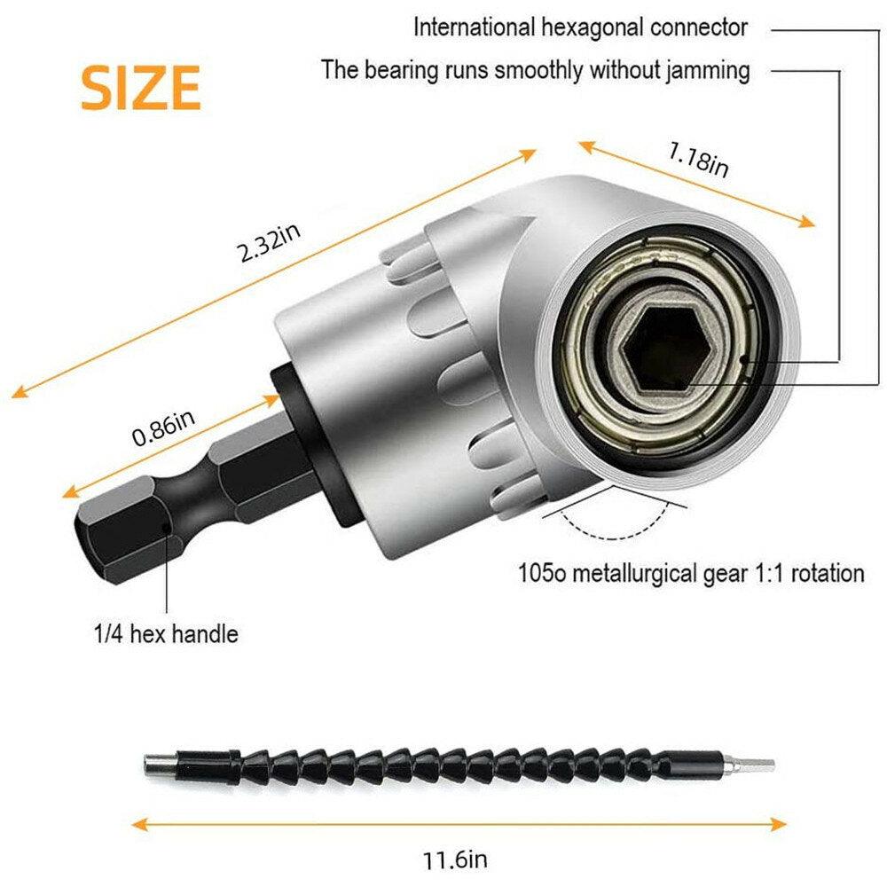 Drillpro 16Pcs/Set Flexible Drill Extension Hex Shank Drill Nut Driver Bit Set Bendable Drill Bit Extension+Universal Socket Adapter+Screwdriver Bit+Right Angle Drill Extension - My Store