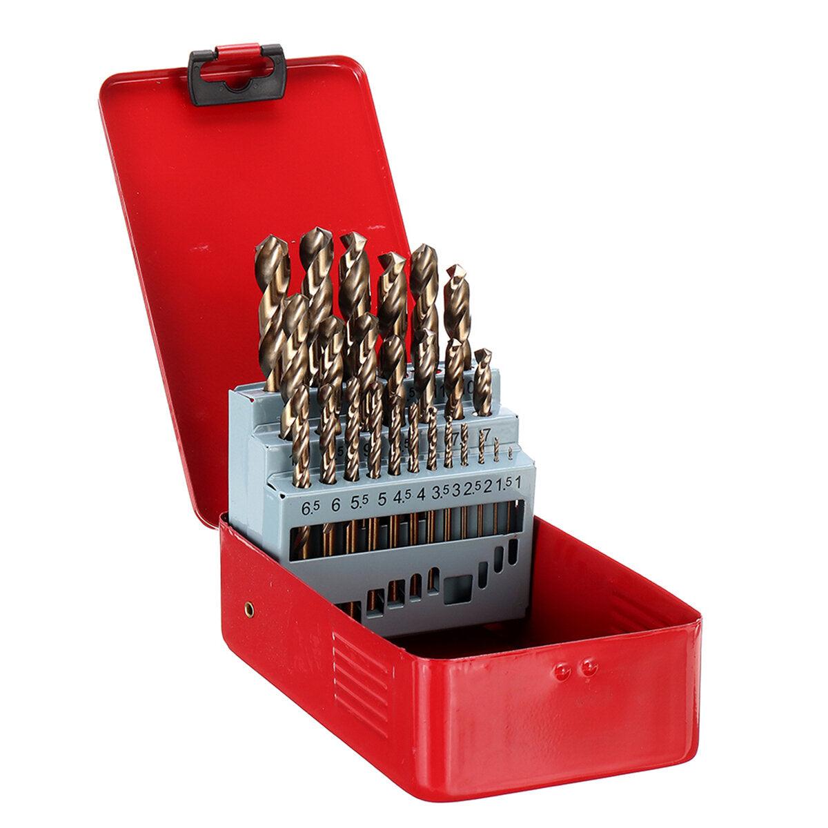 Drillpro 13/19/25 PCS HSS 1-13mm Drillpro M35 Bit Set Cobalt Twist Drill Bit - My Store