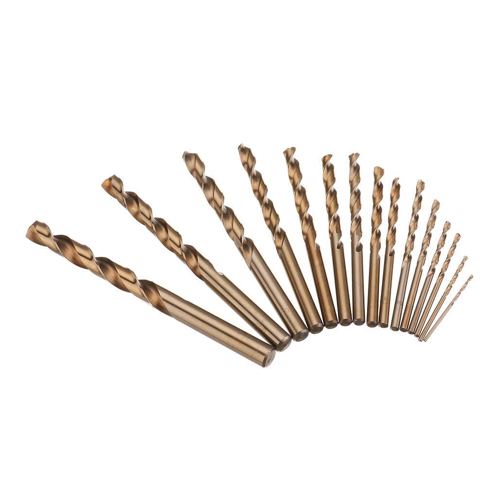 Drillpro 15pcs 1.5-10mm HSS M35 Cobalt Twist Drill Bit for Metal Stainless Steel Aluminium Copper - My Store