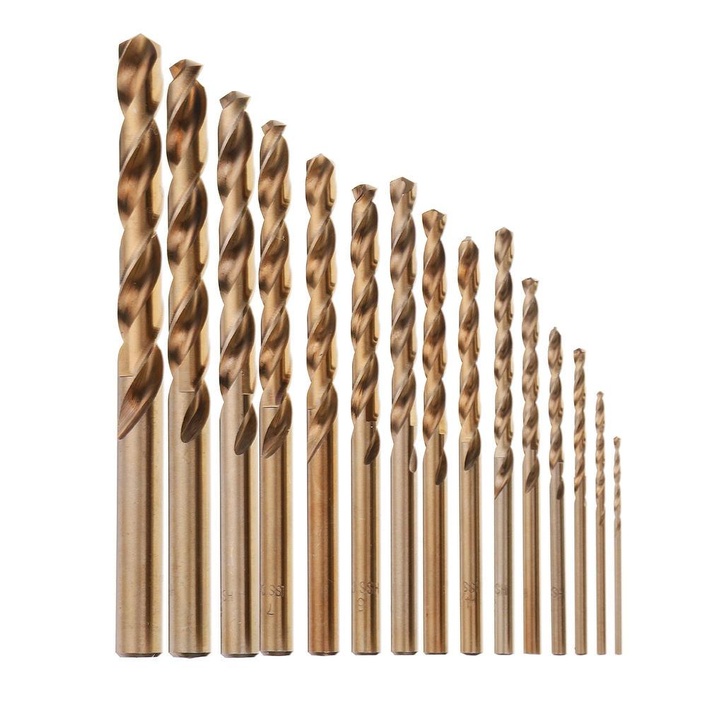 Drillpro 15pcs 1.5-10mm HSS M35 Cobalt Twist Drill Bit for Metal Stainless Steel Aluminium Copper - My Store