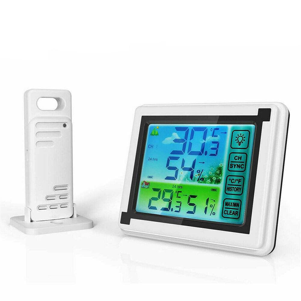 1-to-1 Indoor/Outdoor Wireless Thermometer Large Colorful Screen Temperature Humidity Monitor Weather Station Clock - My Store