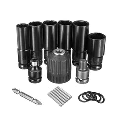 Drillpro 10pcs Air Impact Socket Wrench Set 1/2 Inch Square Drive Metric Drill Chuck Adapter - My Store