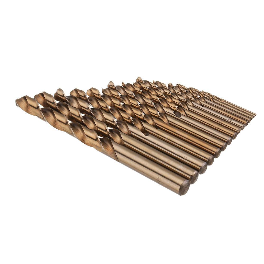 Drillpro 15pcs 1.5-10mm HSS M35 Cobalt Twist Drill Bit for Metal Stainless Steel Aluminium Copper - My Store