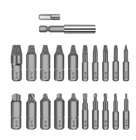 Drillpro 22pcs Damaged Screw Extractor Set for Broken Screw HSS Broken Bolt Extractor Screw Remover Kits - My Store