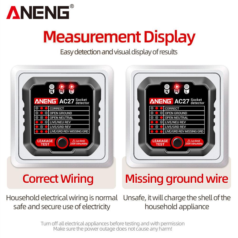 ANENG AC27 Smart Socket Tester EU/US Plug Polarity Phase Check Voltage Detector Test Electroscope Meter Circuit Breaker Finders - My Store